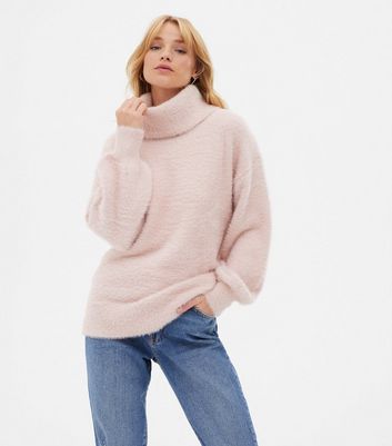 Fluffy polo store neck jumper