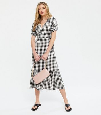 Black and white gingham midi dress Clearance