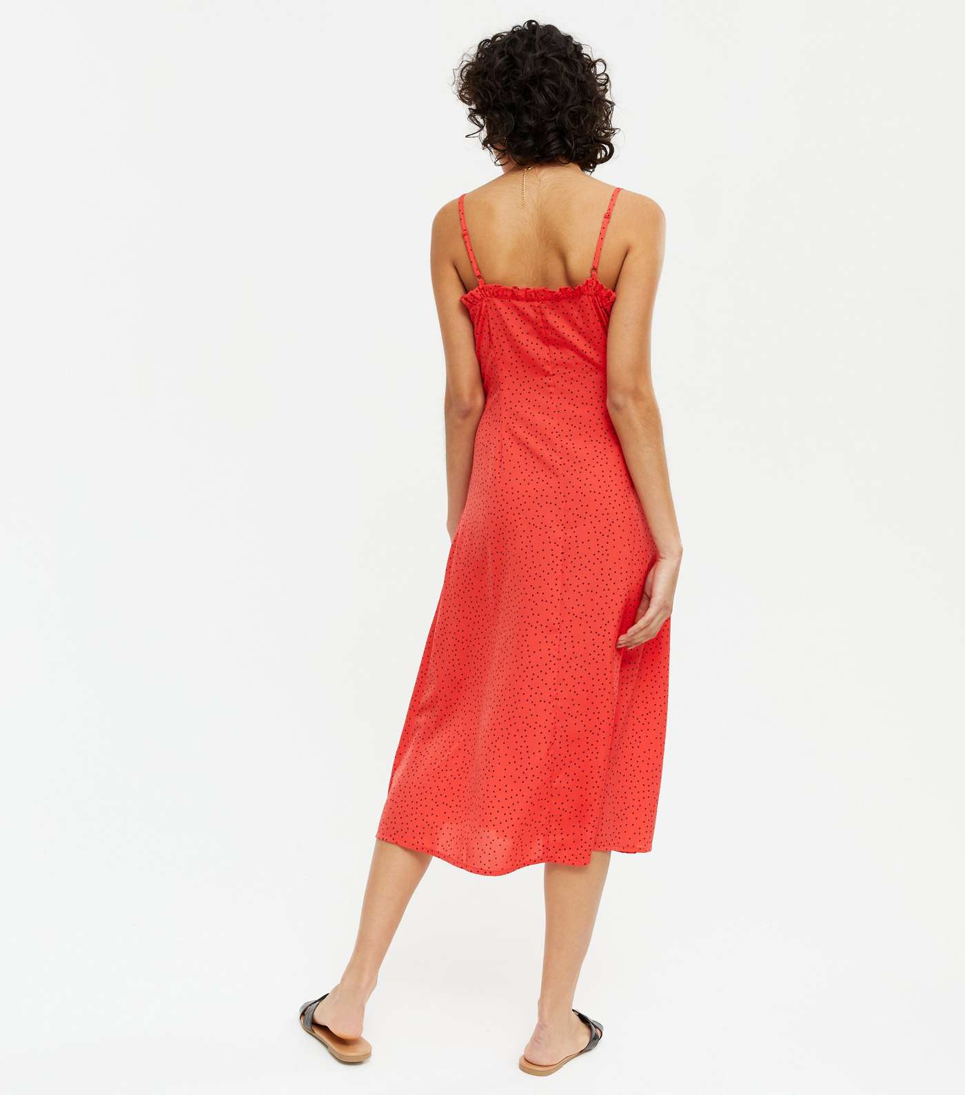 Red Heart Print Frill Midi Slip Dress Image 4