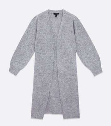 Grey Ribbed Knit Midi Cardigan | New Look