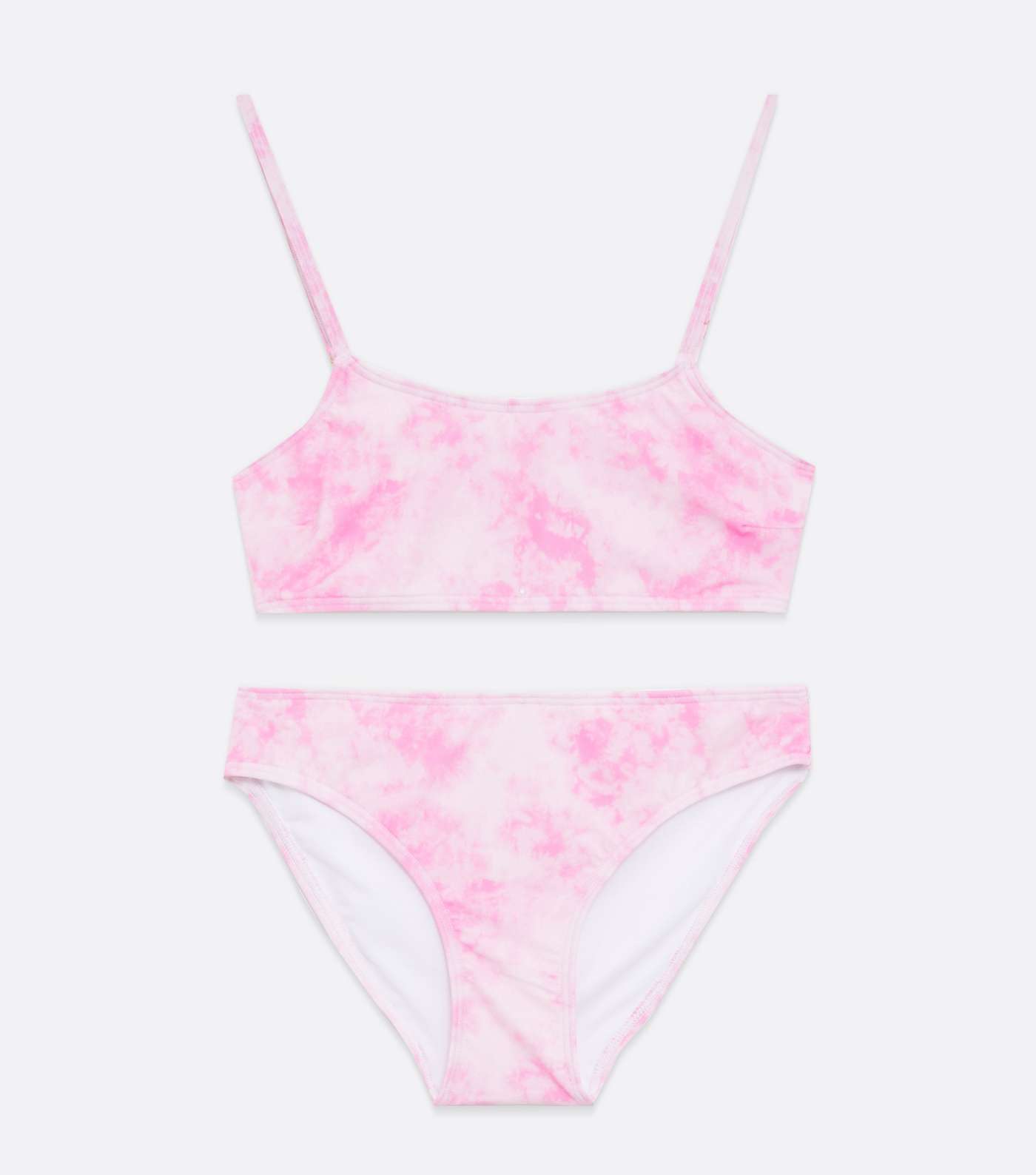 Girls Pink Tie Dye Crop Top Bikini Set