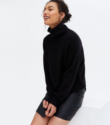 black loose polo neck jumper