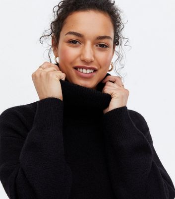 Black roll neck jumper ladies online