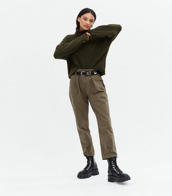 khaki roll neck jumper womens