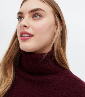 Burgundy Roll Neck Jumper New Look