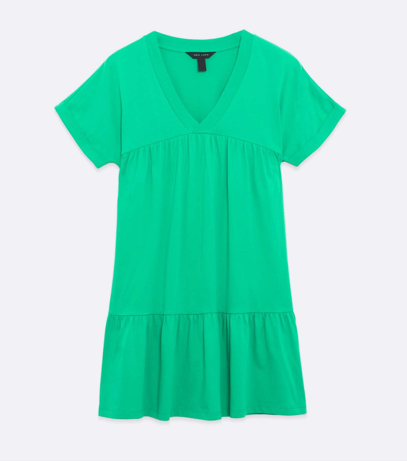 Green V Neck Tiered Smock Dress Image 5