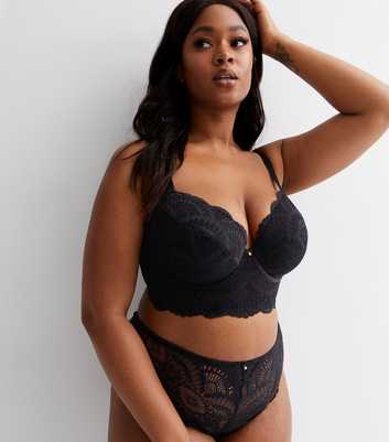 Curves Black Scallop Lace Plunge Bra