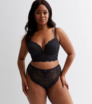 Damen Bekleidung Curves Black Scallop Lace Plunge Bra Damen Bekleidung Curves Black Scallop Lace Plunge Bra