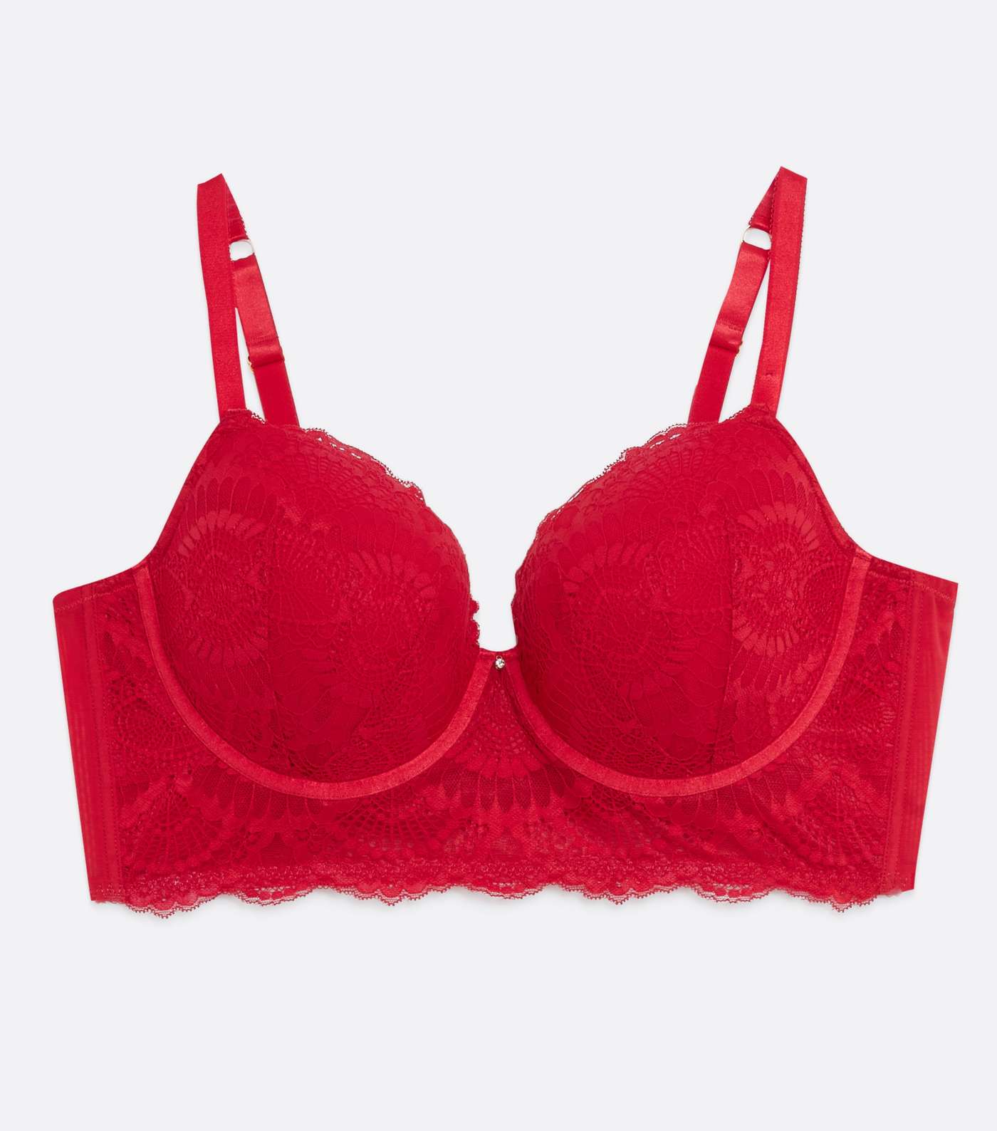 Curves Red Scallop Lace Plunge Bra Image 5