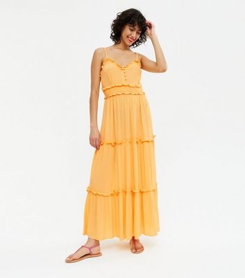 Yellow tiered best sale maxi dress