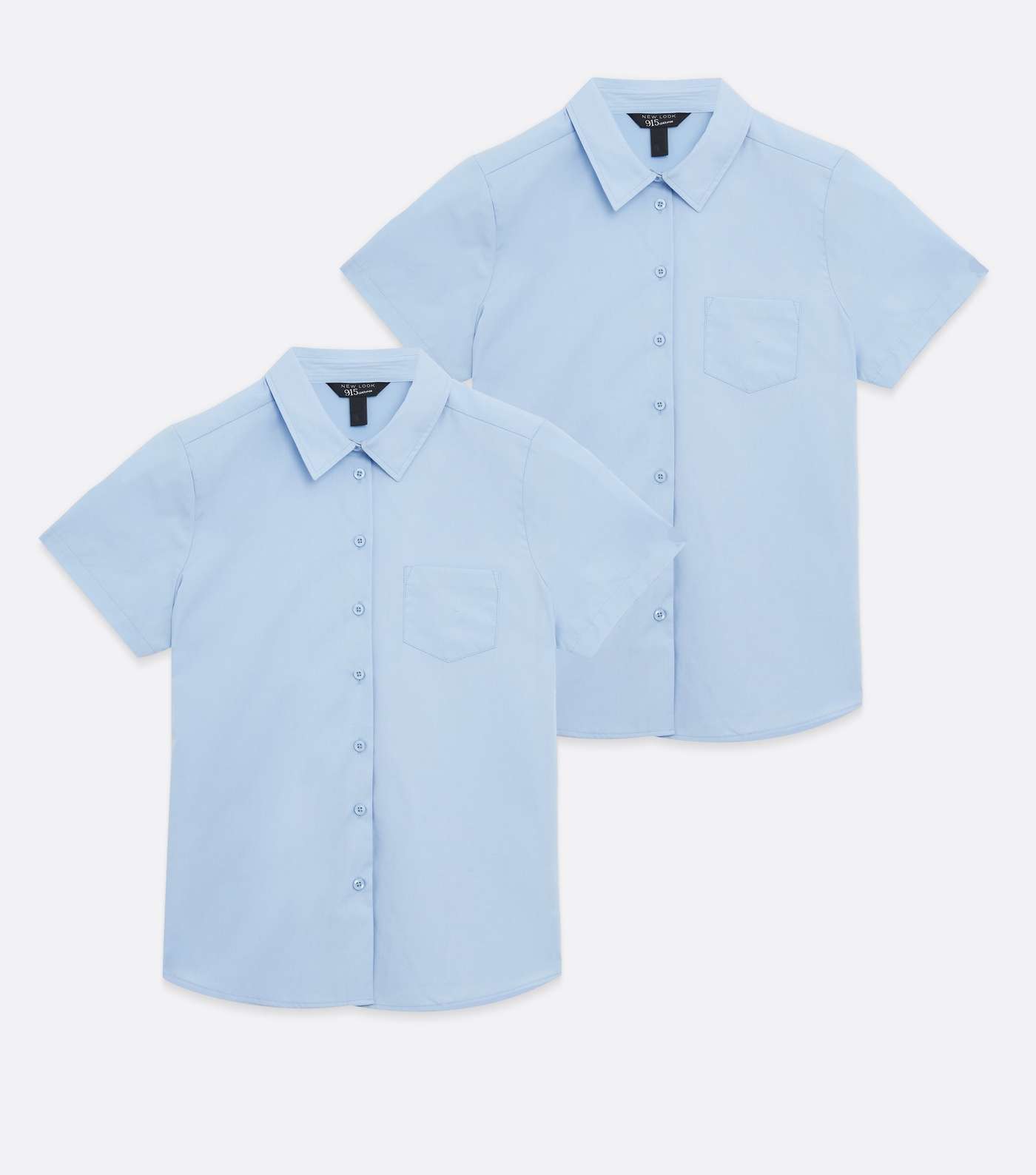 Girls 2 Pack Pale Blue Collared Short Sleeve Shirts Image 5