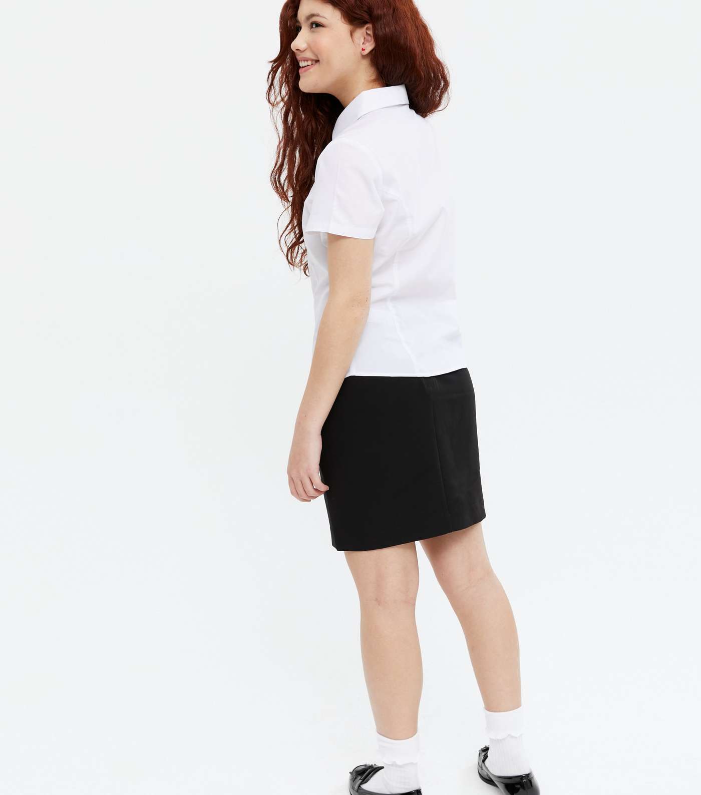 Girls White Short Sleeve Collared Shirt Image 4
