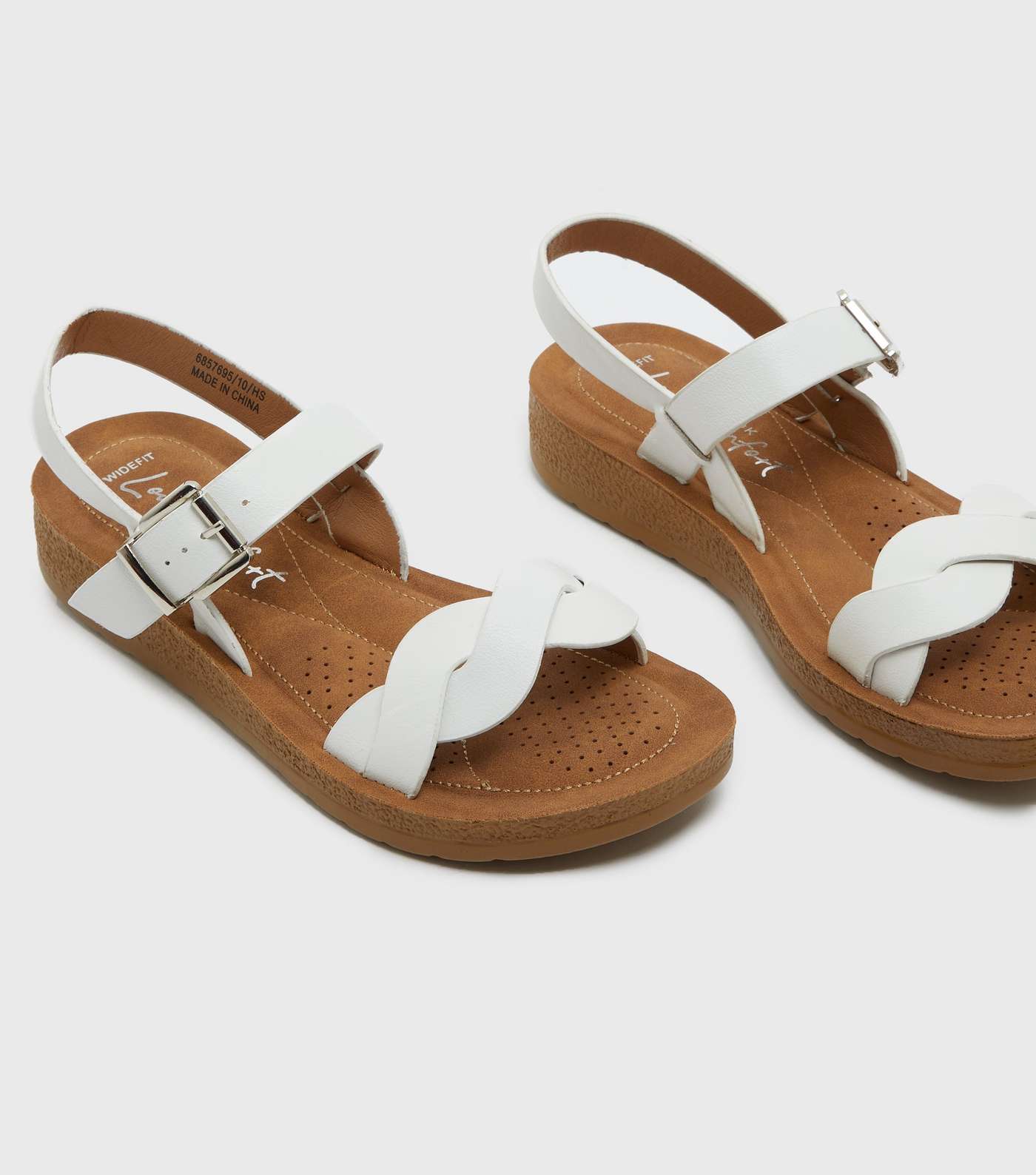 Wide Fit White Twist Strap Chunky Sandals Image 3