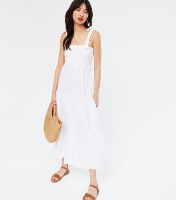 tie strap white dress