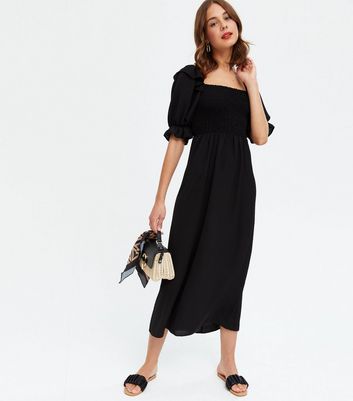 black midi dress