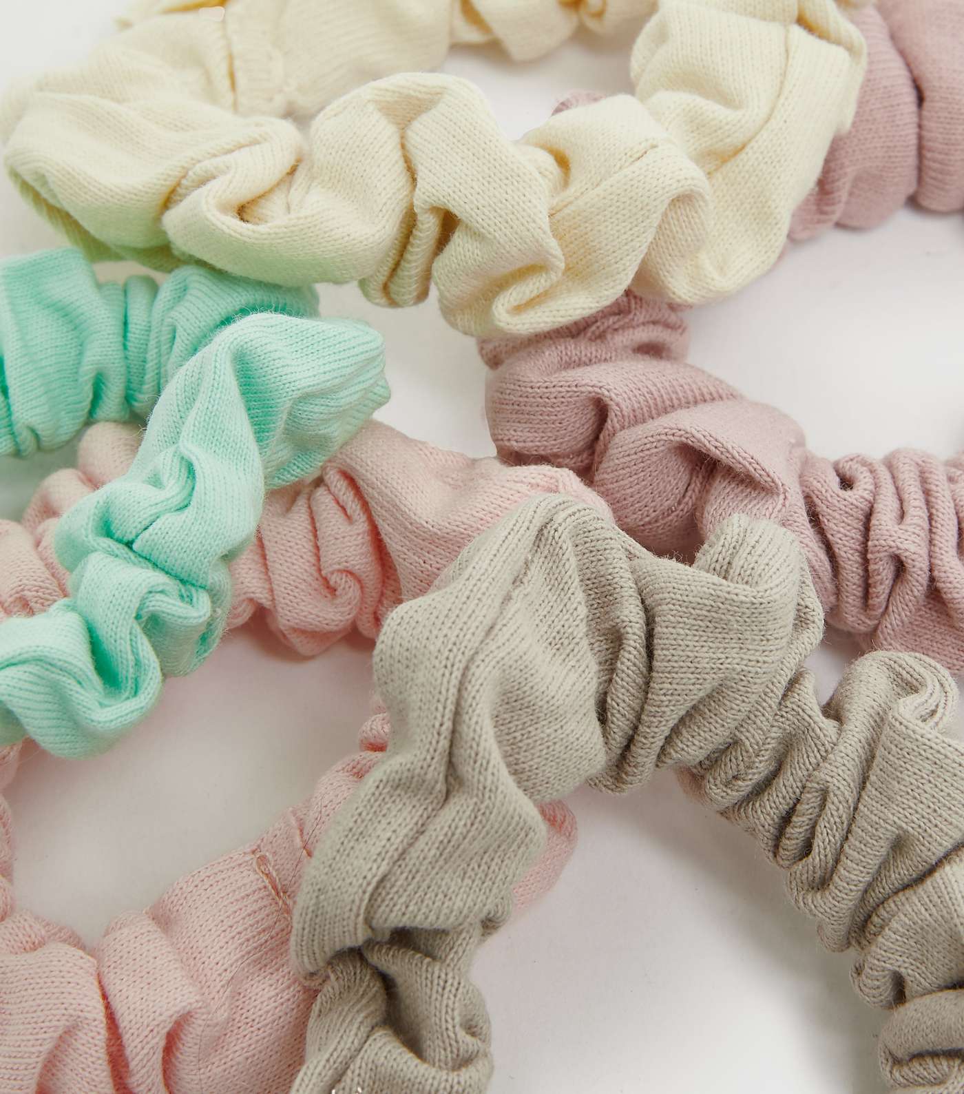 6 Pack Multicoloured Soft Knit Mini Scrunchies Image 2
