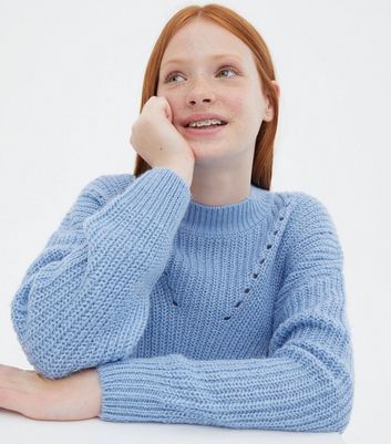 Pale blue ribbed jumper Clearance