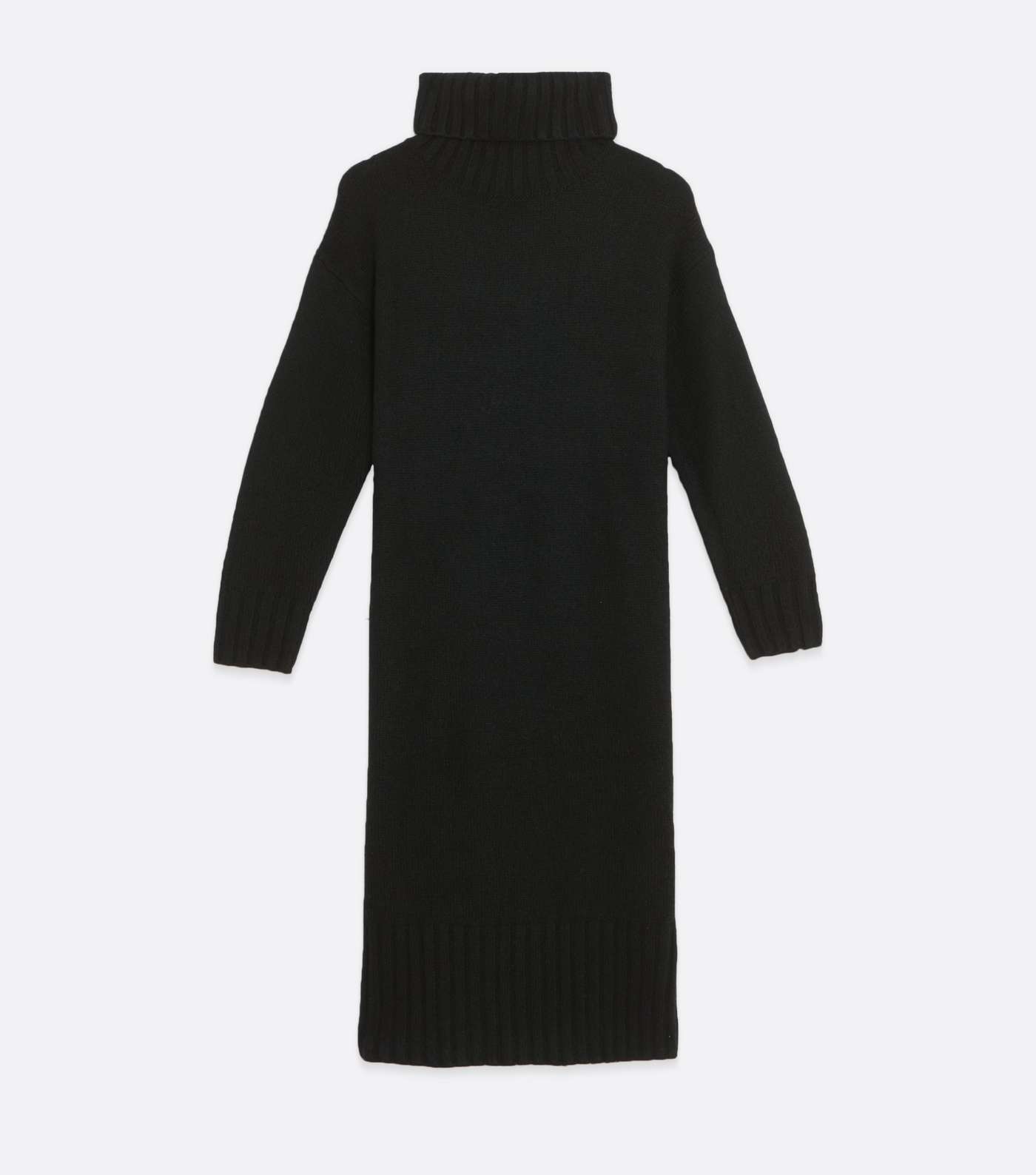 Black Knit Roll Neck Midi Dress Image 5