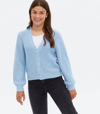 chunky knit cardigan blue