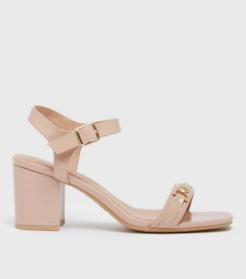 Cream wide fit store heeled sandals