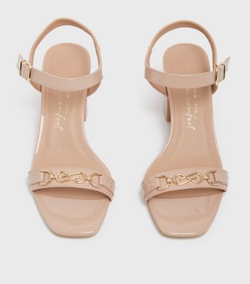 cream block heel sandals wide fit