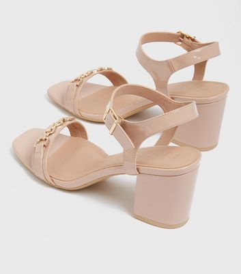 cream block heel sandals wide fit