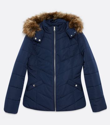 Girls navy store puffer jacket