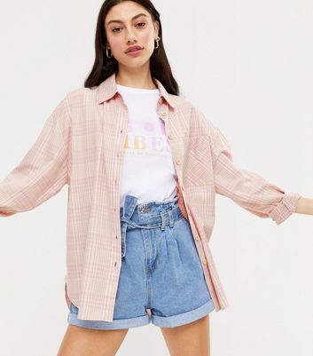 Pink Check Oversized Shirt | New Look