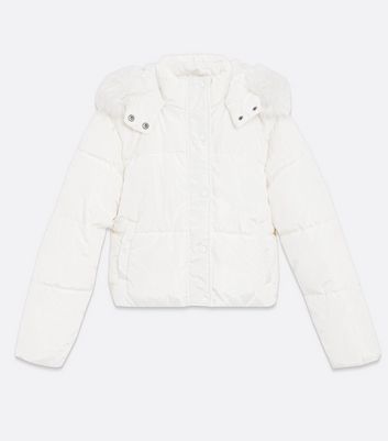 hooded puffer jacket white