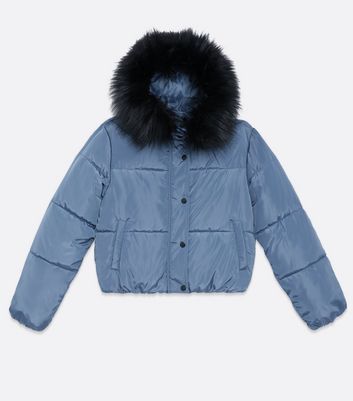 new look blue puffer coat