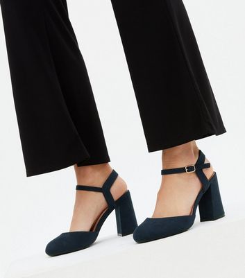 navy block heel shoes