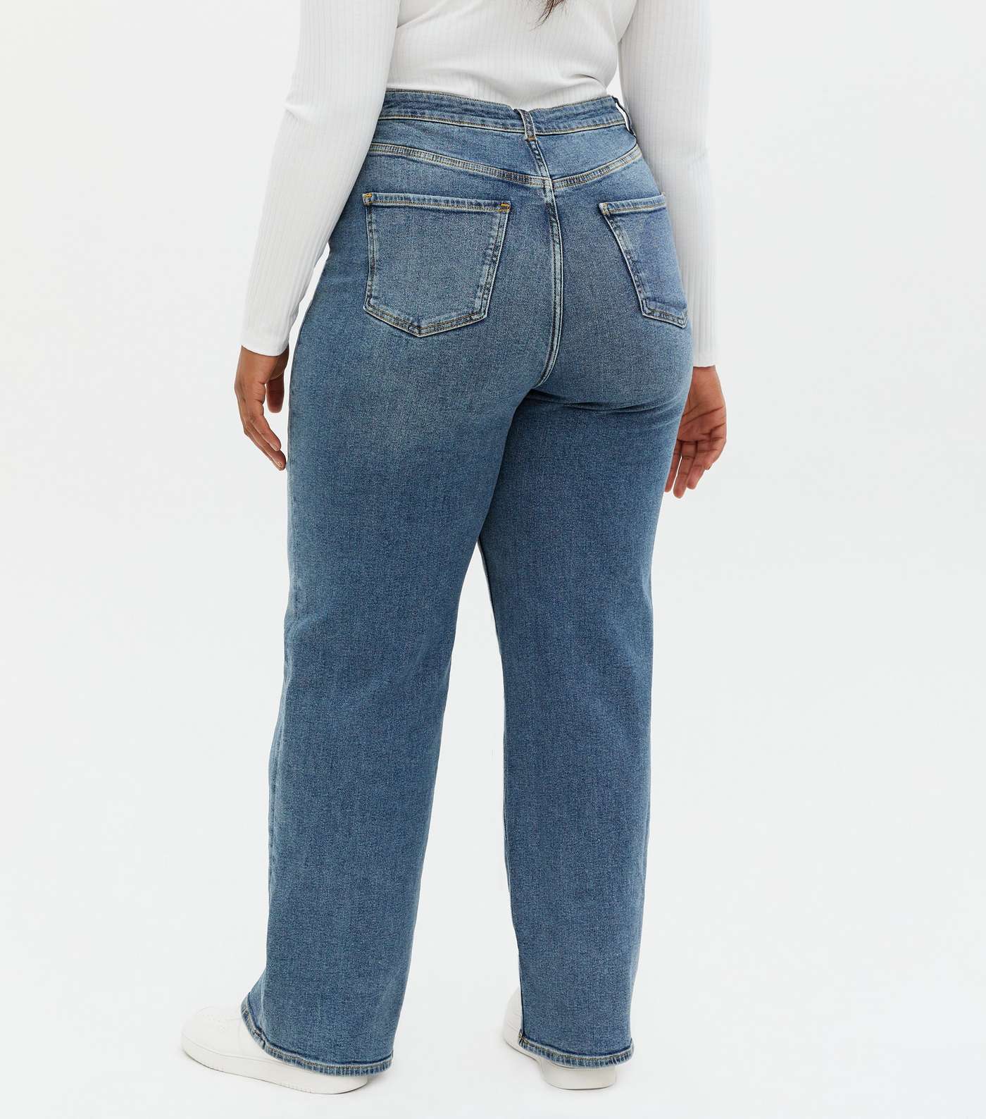 Curves Blue High Waist Sinead Baggy Fit Jeans Image 4
