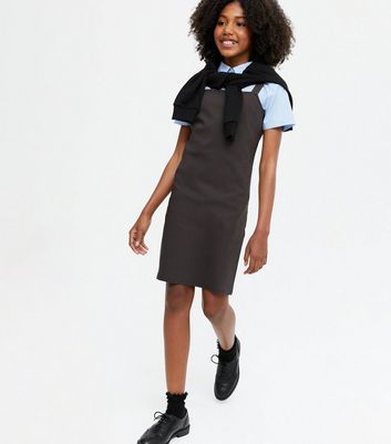 Girls grey pinafore outlet dress