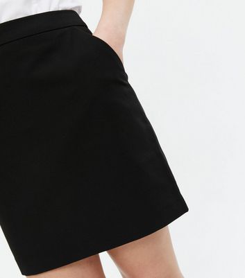 high waisted black short skirt