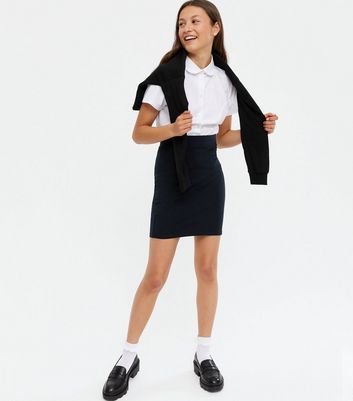 navy skirt new look