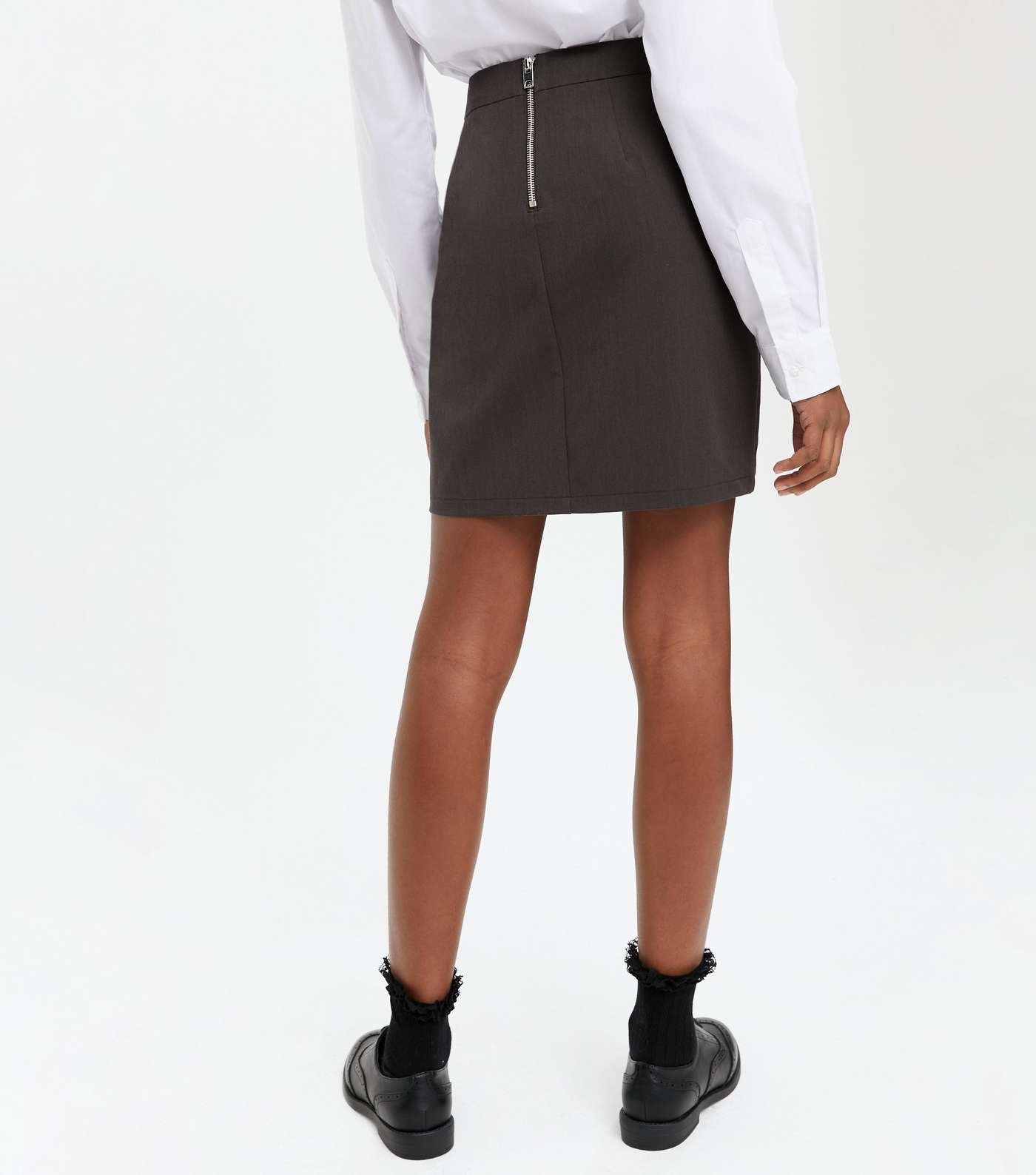 Girls Dark Grey High Waist Ruffle Skirt Image 4