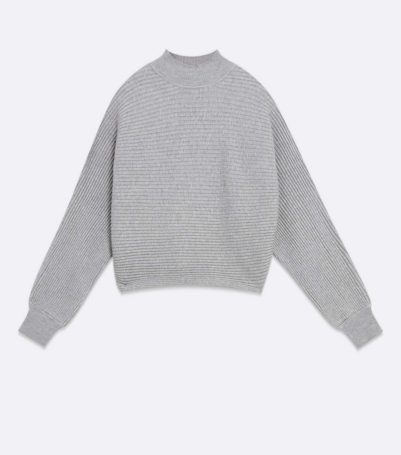 Tall Pale Grey Ribbed High Neck Crop Jumper Image 5