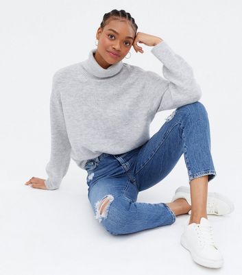 Click to view product details and reviews for Tall Pale Grey Roll Neck Jumper New Look.