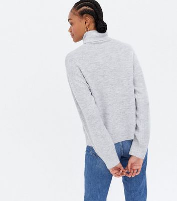 pale grey polo neck jumper