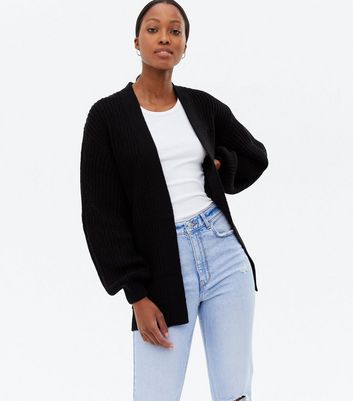 Tall Black Chunky Knit Long Cardigan New Look