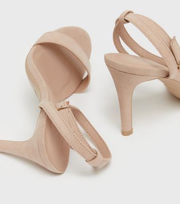 Cream Suedette Ankle Tie Clear Block Heels | New Look