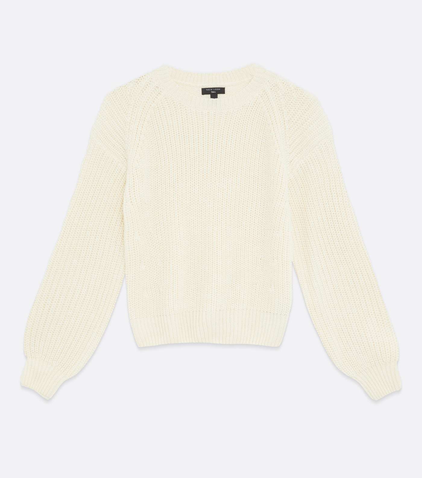 Tall Cream Ribbed Knit Crew Neck Jumper Image 5