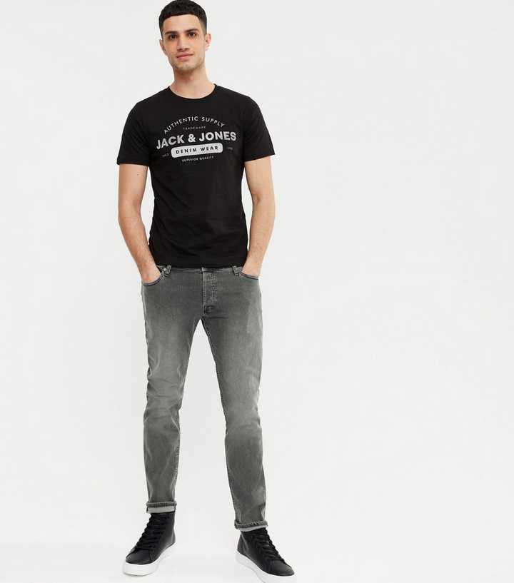 Jack & Jones Grey Slim Fit Jeans | New Look