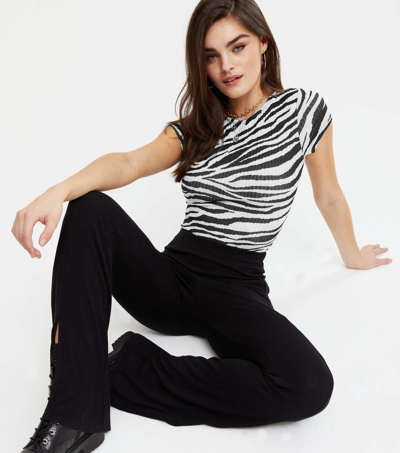Black Zebra Print Short Sleeve Bodysuit 