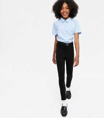 Girls Black Belted Skinny Fit Trousers