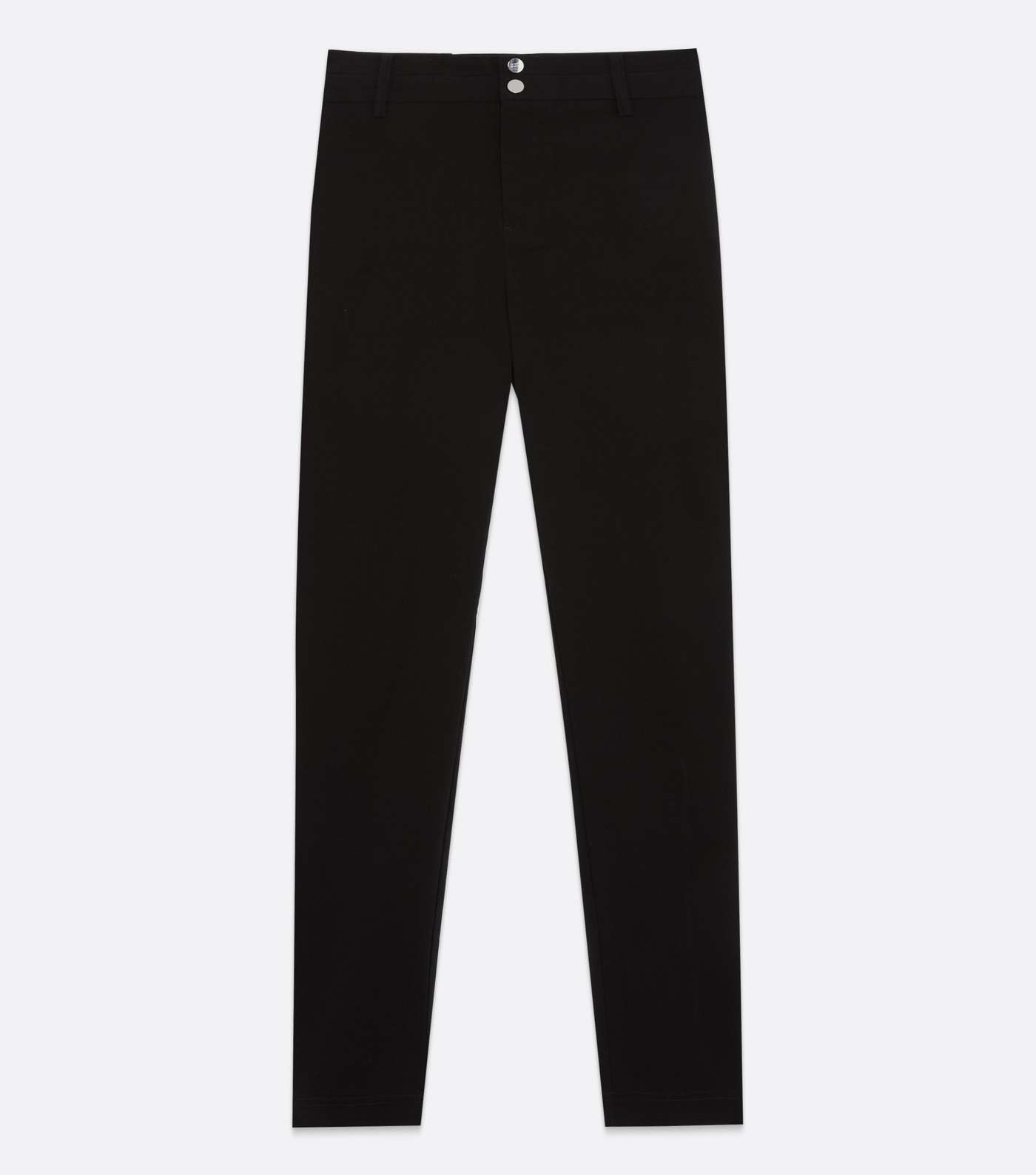 Girls Black Double Button Skinny Trousers Image 5