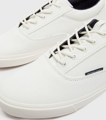 White Canvas Lace Up Trainers 
