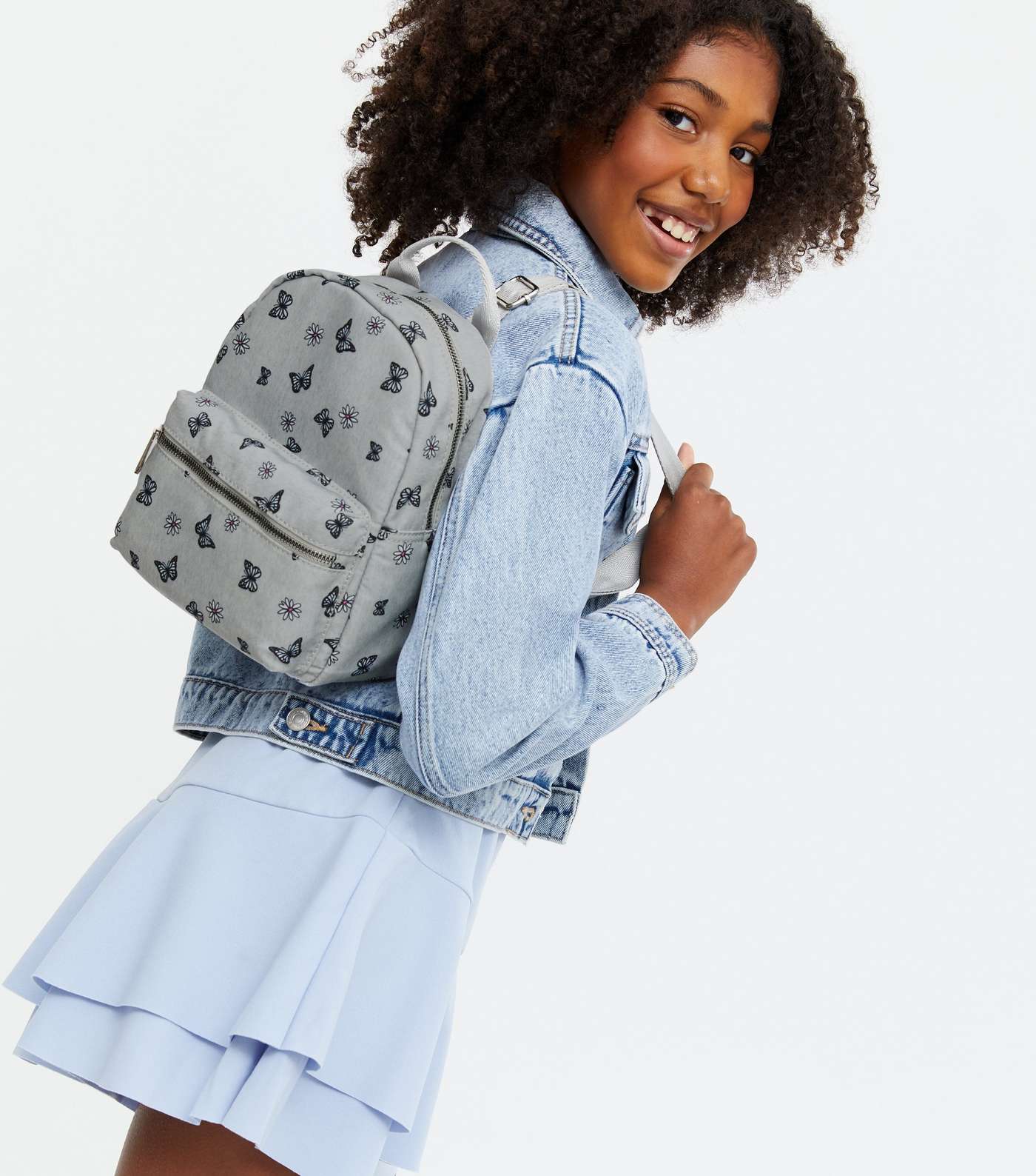 Girls Grey Butterfly Backpack Image 2