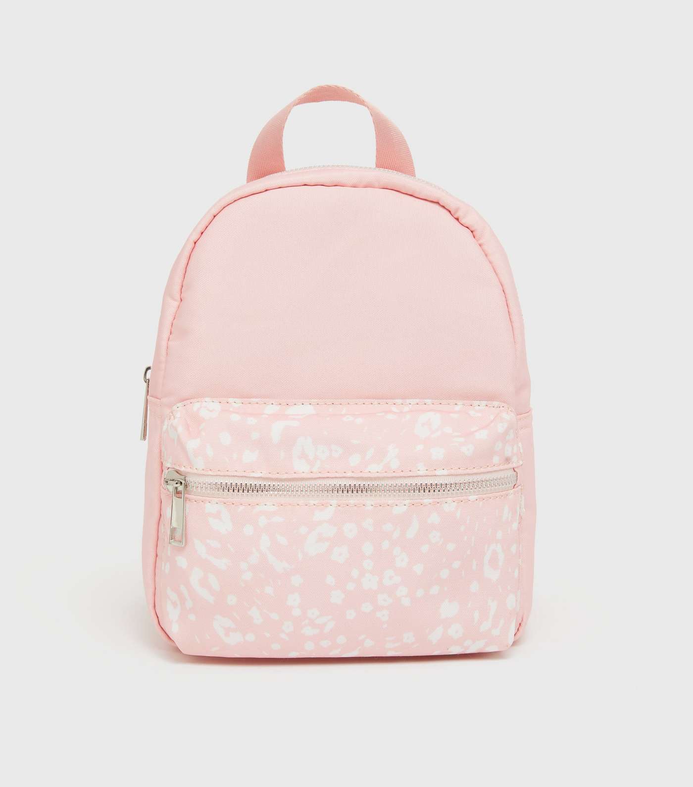 Girls Pale Pink Leopard Print Panel Backpack