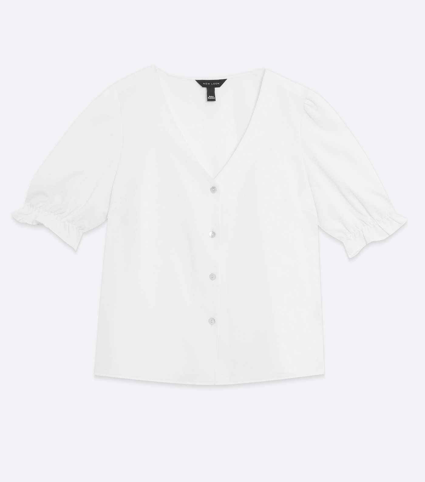 Off White Crepe Puff Sleeve Blouse Image 5